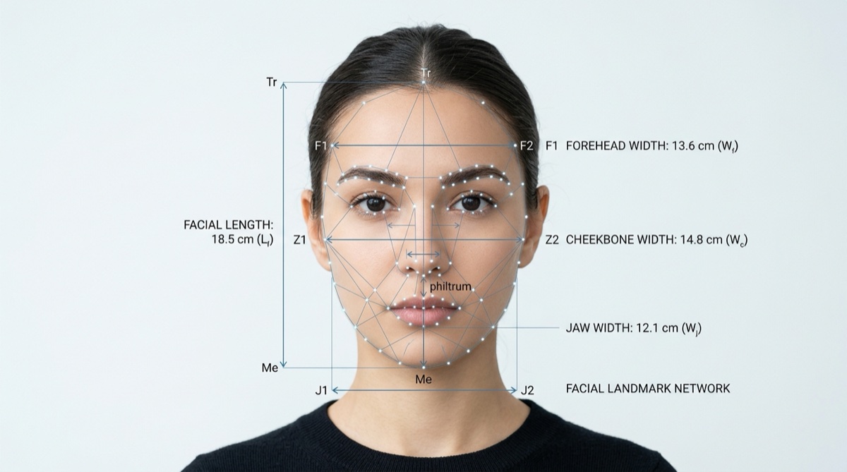 How AI detects face shape using facial landmarks and measurements