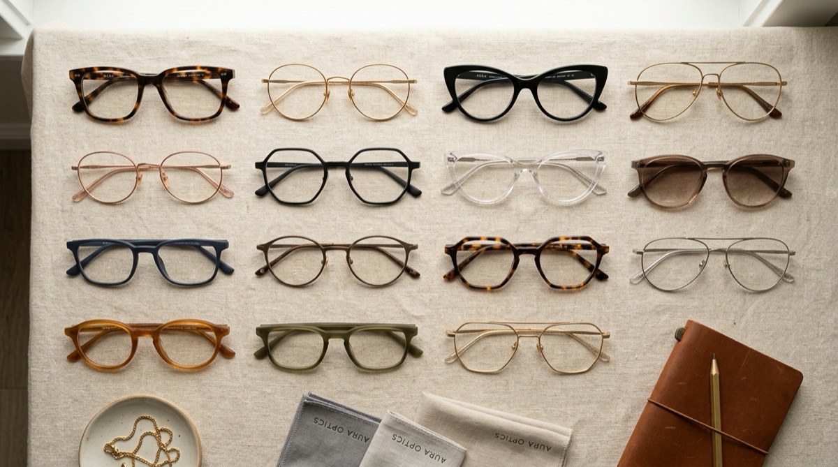 Different eyeglass frame shapes to suit different face shapes