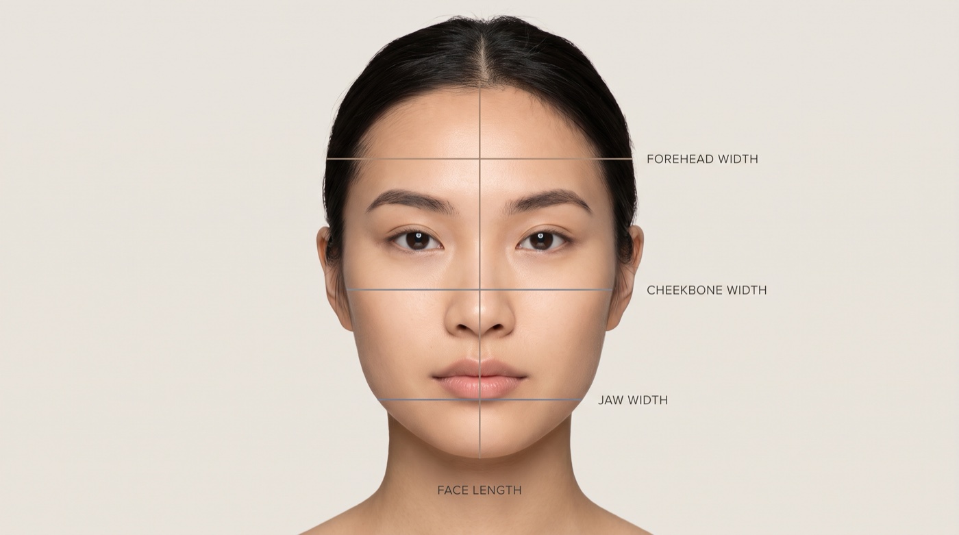 How to measure your face shape — forehead, cheekbone, jaw width and face length