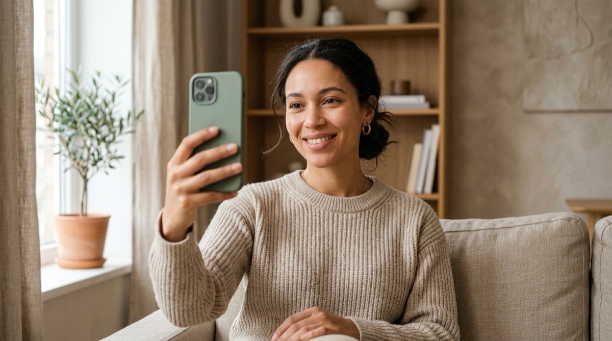 Taking a straight-on selfie to find your face shape