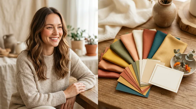 MaxAura personal color analysis result — a portrait beside a personalized color palette